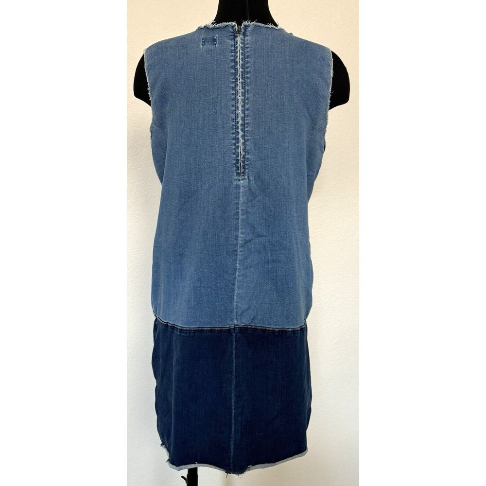 Soho New York & Company Dress Women LARGE Blue Denim Patchwork Stretch Casual - Picture 3 of 13